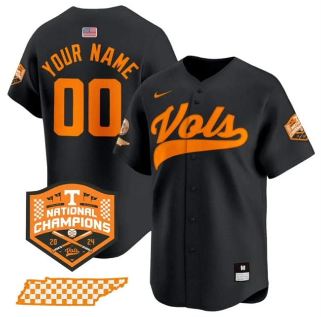Men's Tennessee Volunteers Active Player Custom Black 2024 Champions Vapor Limited Stitched Jersey Men's Tennessee Volunteers Active Player Custom Black 2024 Champions Vapor Limited Stitched Jersey